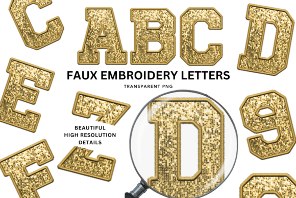 Download Faux Embroidery Sequin Alphabet PNG, Sil - Faux embroidery Collection