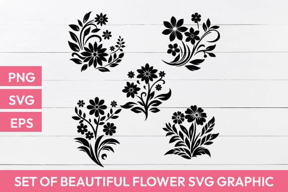 Download Set of Beautiful Flowers Svg Silhouette - Premium Resources