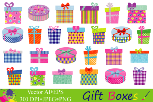 Download Gift Boxes Clipart / Birthday Party Presents Clip Art / Gifts Vector Graphics / Present Illustrations - Illustrations Collection