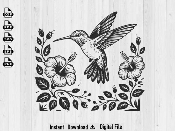 Download Hummingbird with Flowers Svg Silhouette - Svg silhouette Collection