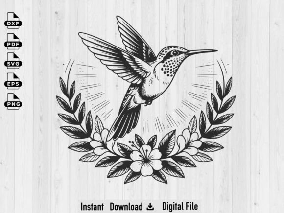 Download Hummingbird with Flowers Svg Silhouette - Svg silhouette Collection